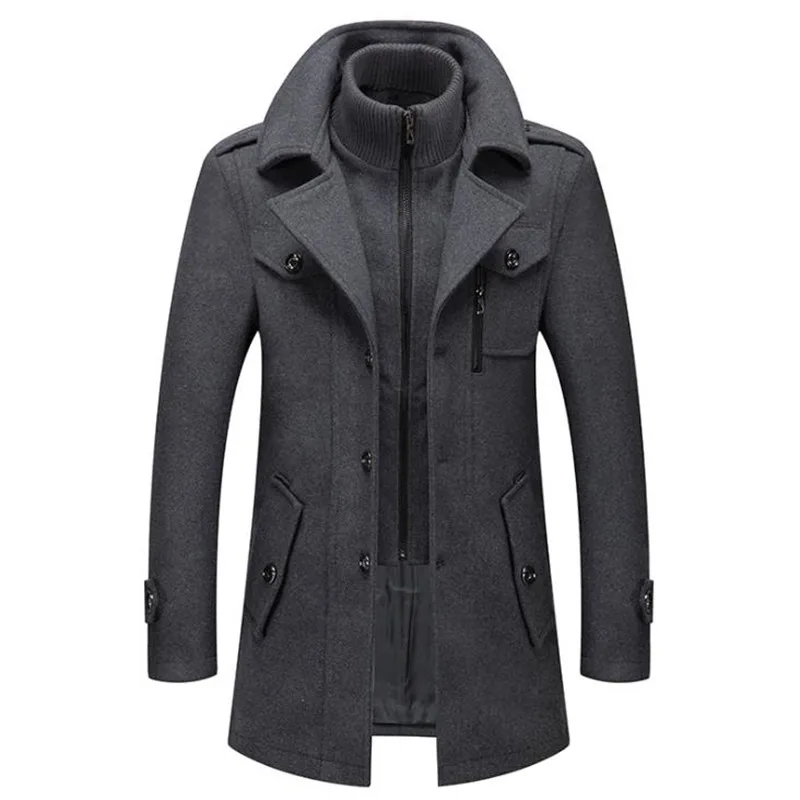 

Мужская шерстяная куртка, сезон зима-осень, мужское длинное ветрозащитное шерстяное пальто, Повседневная плотная приталенная куртка, Мужск...