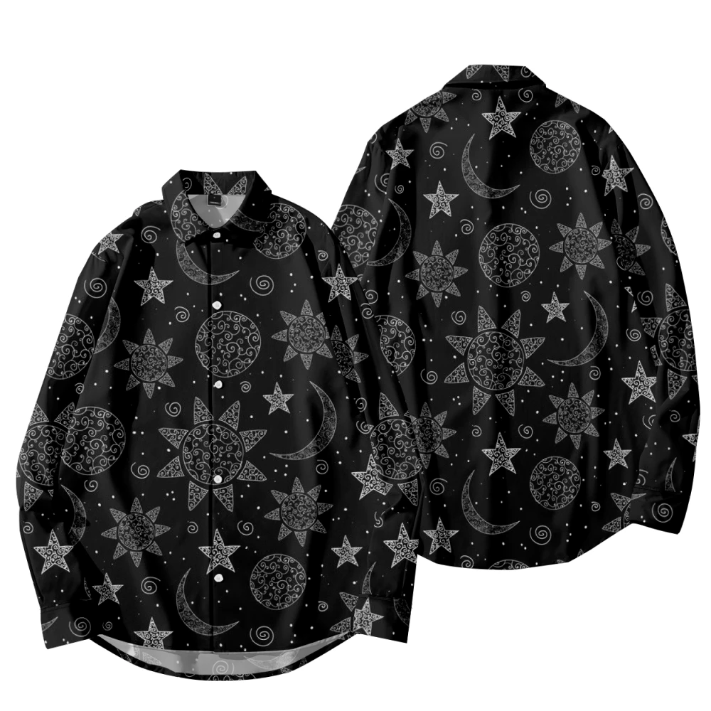 Роскошная имитация мужской одежды черно-белая Повседневная рубашка с длинным рукавом и принтом звезд для мужчин и женщин на весну и осень
Роскошная имитация мужской одежды черно-белая Повседневная рубашка с длинным рукавом и принтом звезд для мужчин и женщин на весну и осень