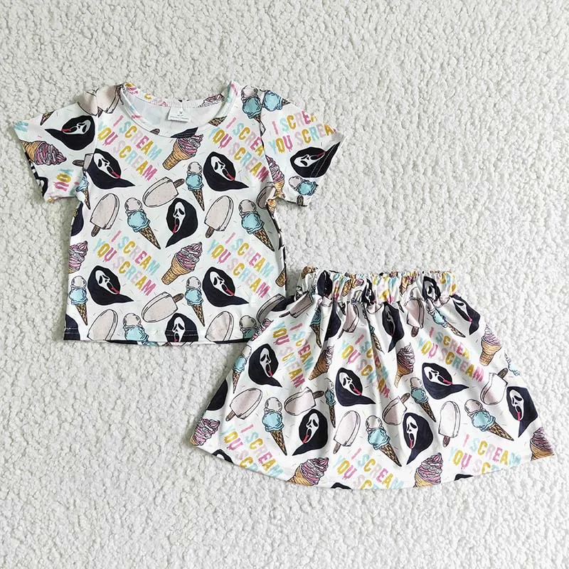 Wholesale Baby Girl Halloween I Scream You Scream Popsicle Clothes Short Sleeve Top Skirt Infant Outfit Children Horror Clothing 
Wholesale Baby Girl Halloween I Scream You Scream Popsicle Clothes Short Sleeve Top Skirt Infant Outfit Children Horror Clothing