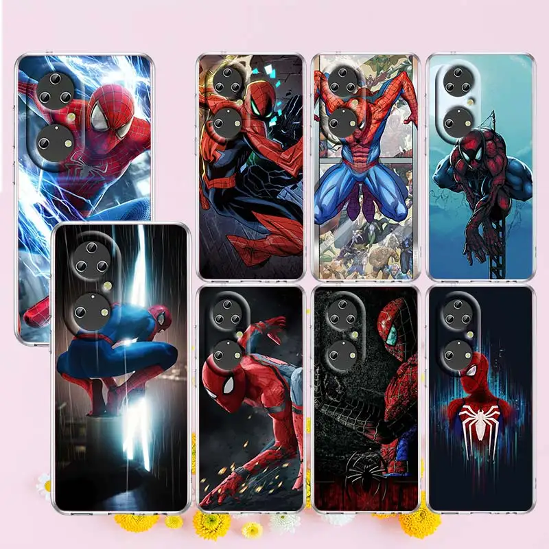 

Marvel Avengers Spider-Man For Huawei P50 P40 P30 P20 Lite 5G Pro Nova 5T Y9S Y9 Prime Y6 2019 Transparent Soft TPU Phone Case