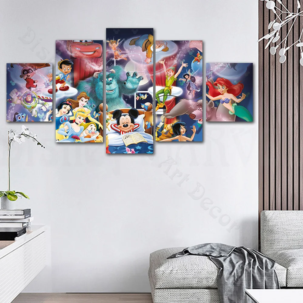 

Disney Characters Collection 5 Pieces Hd Printed Canvas Painting Wall Art Poster and Print for Home Rooms Wall Decoration