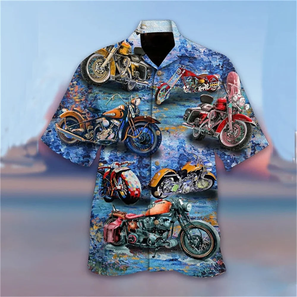 Hawaiian Men's Shirt 3d Motorcycle Print High-Quality Men's Clothing Summer Casual Short Sleeved Loose Oversized Cuban Neck Tops
Hawaiian Men's Shirt 3d Motorcycle Print High-Quality Men's Clothing Summer Casual Short Sleeved Loose Oversized Cuban Neck Tops