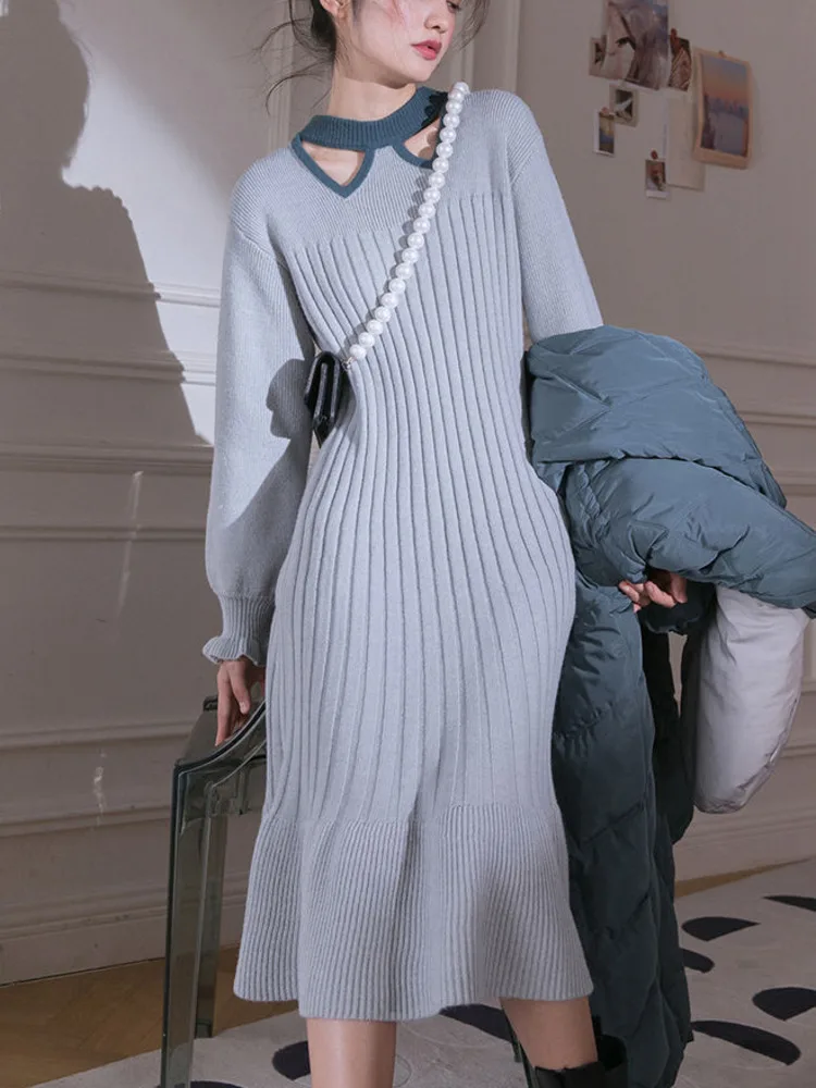 High Quality Fall Winter Fashion Casual Knitted Sweater Dresses For Women Elegant Long Sleeve Hollow Out Long Dress Sweet Robes
High Quality Fall Winter Fashion Casual Knitted Sweater Dresses For Women Elegant Long Sleeve Hollow Out Long Dress Sweet Robes