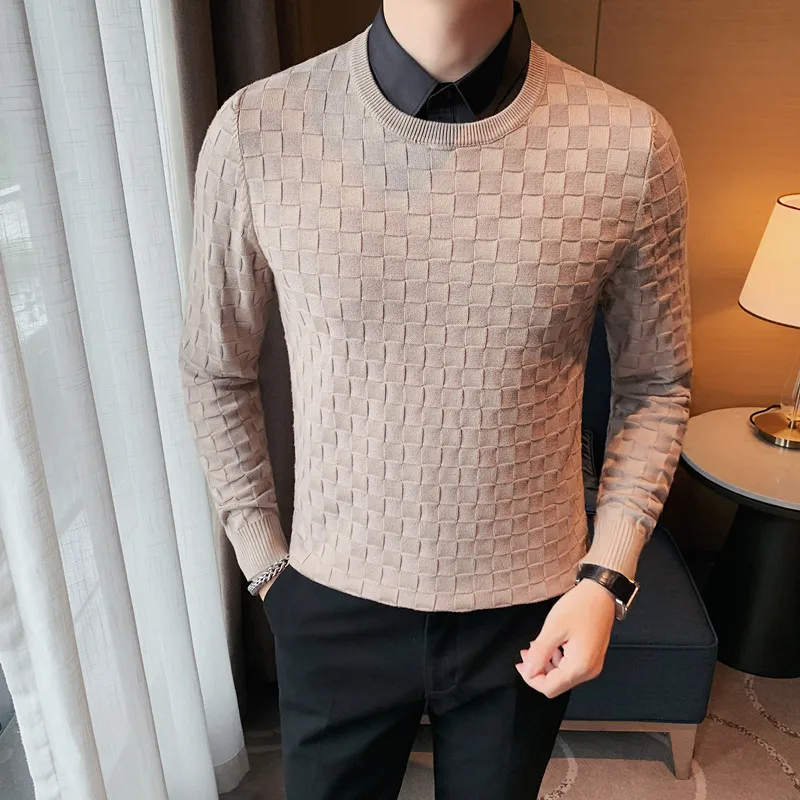 Quality Fake-2Pieces Winter Fashion Jacquard Weave Plaid Sweaters For Men Clothing 2022 Slim Fit Casual Knitted Pull Homme Sale
Quality Fake-2Pieces Winter Fashion Jacquard Weave Plaid Sweaters For Men Clothing 2022 Slim Fit Casual Knitted Pull Homme Sale