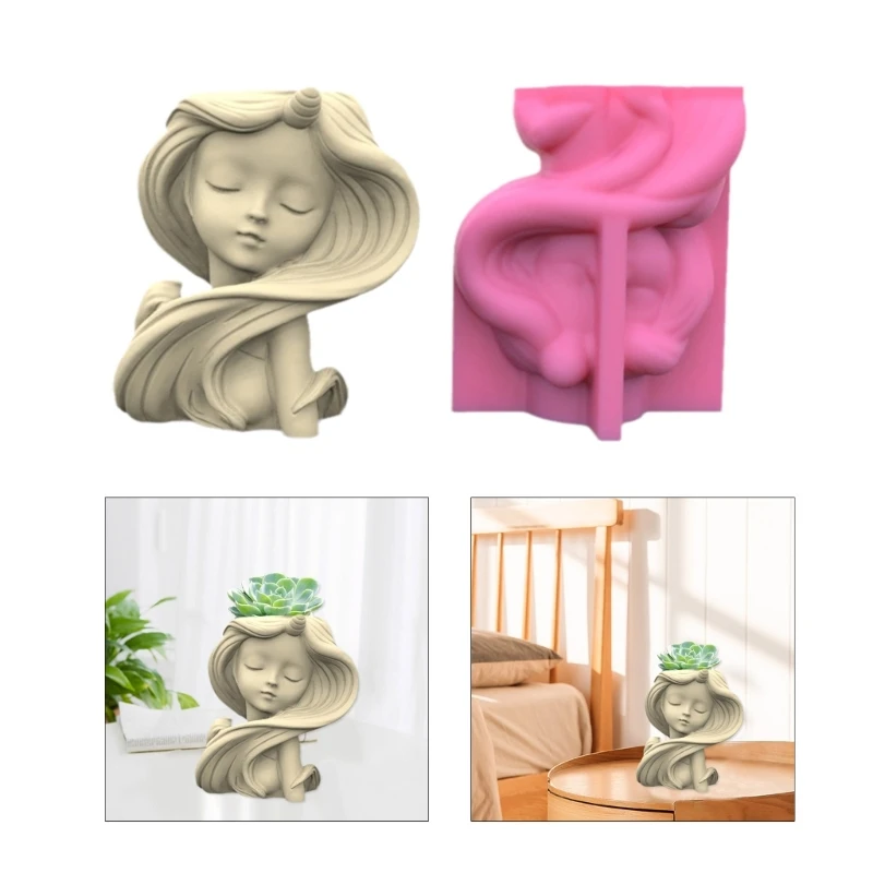 652F Long-haired Girl Concrete Silicone Mold Succulent Flowerpot Clay Cement Plaster Molds DIY Home Garden Flower Pots Mold
652F Long-haired Girl Concrete Silicone Mold Succulent Flowerpot Clay Cement Plaster Molds DIY Home Garden Flower Pots Mold
