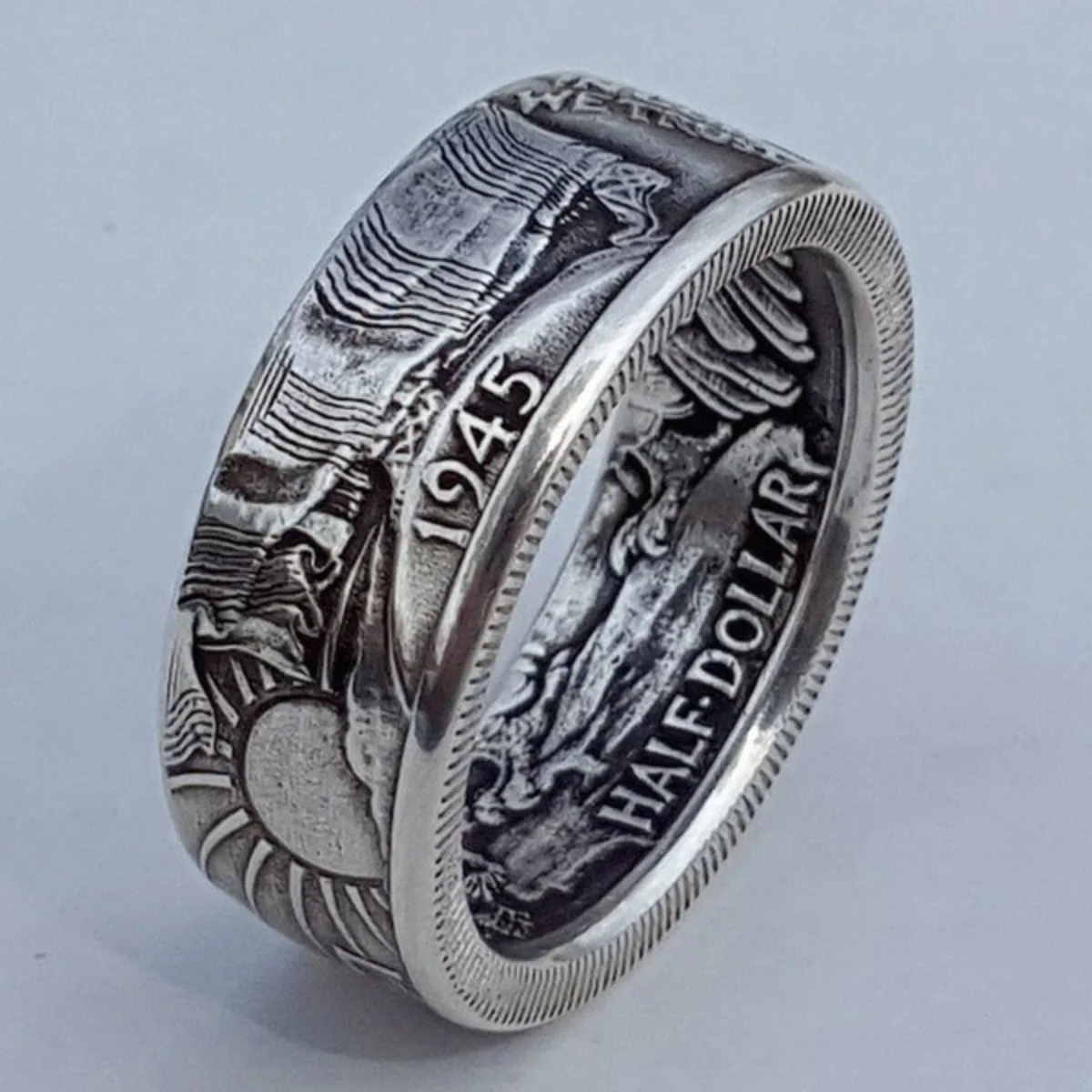 

Популярное женское кольцо с вырезанными буквами в стиле ретро Моргана 1945, готическое кольцо с бесплатной доставкой за 1 доллар, оптовая прод...