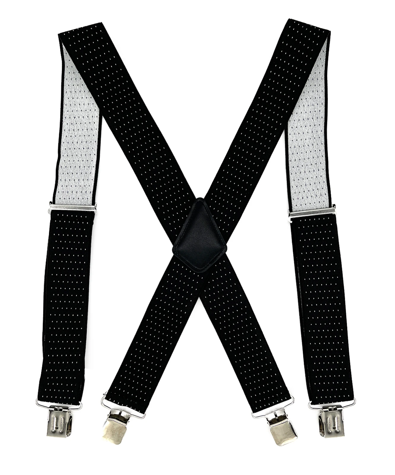 Suspenders Men's X-Back 2 Inches Wide with 4 strong metal clips closure Heavy Duty Clips Adjustable Suspenders Black/White Spots
Suspenders Men's X-Back 2 Inches Wide with 4 strong metal clips closure Heavy Duty Clips Adjustable Suspenders Black/White Spots