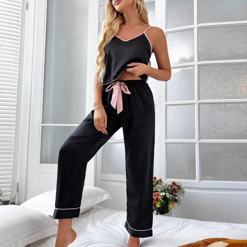 Summer Women's Pijamas Sexy Lingerie Silk Pajamas Set Sleepwear Satin Cami Vest Trousers Nightwear Pyjama Femme Pijama Mujer Pj
Summer Women's Pijamas Sexy Lingerie Silk Pajamas Set Sleepwear Satin Cami Vest Trousers Nightwear Pyjama Femme Pijama Mujer Pj