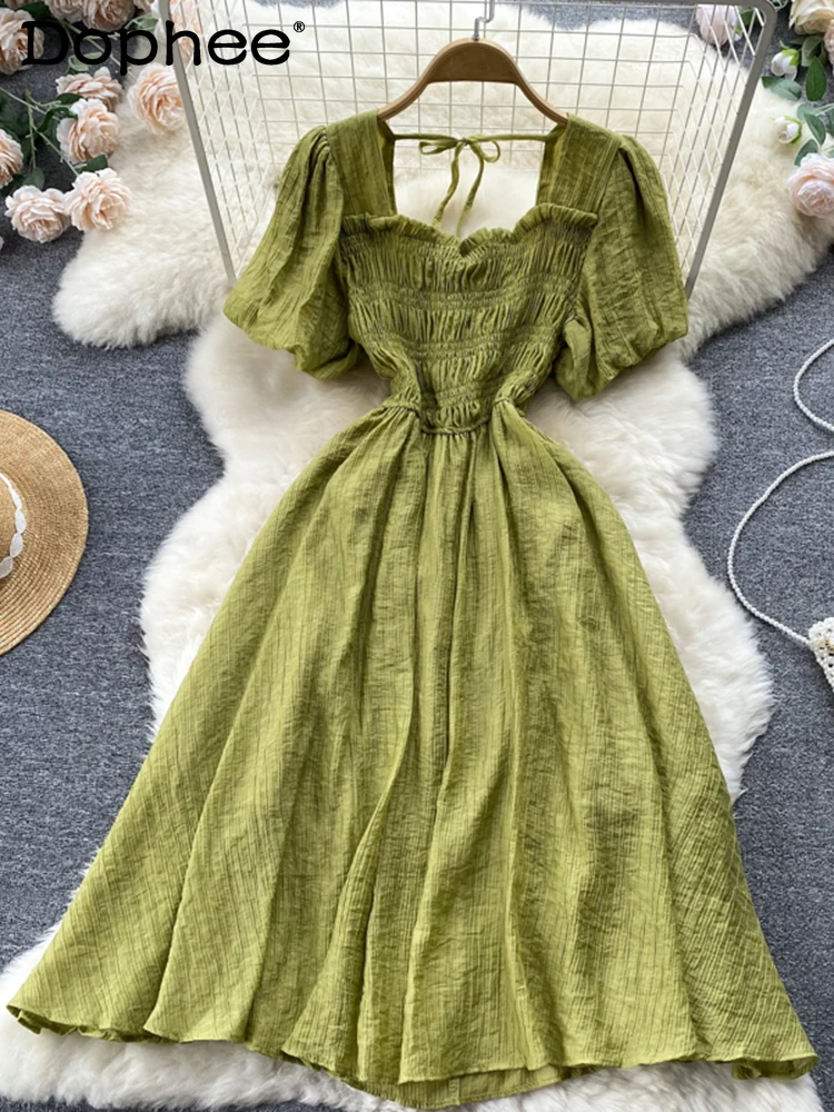 2022 New Summer Fashion Puff Short Sleeve Women's Dress Bandage Square Collar Elastic High Waist A Line Red Dresses
2022 New Summer Fashion Puff Short Sleeve Women's Dress Bandage Square Collar Elastic High Waist A Line Red Dresses