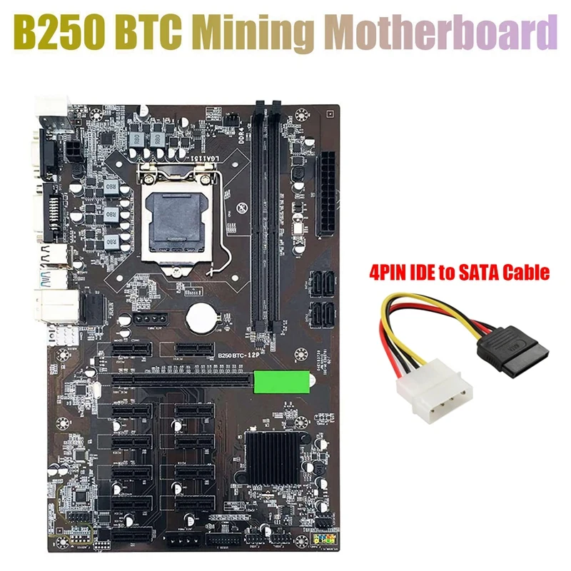 B250 BTC Mining Motherboard With 4PIN IDE To SATA Cable 12Xgraphics Card Slot LGA 1151 DDR4 USB3.0 For BTC Miner
B250 BTC Mining Motherboard With 4PIN IDE To SATA Cable 12Xgraphics Card Slot LGA 1151 DDR4 USB3.0 For BTC Miner