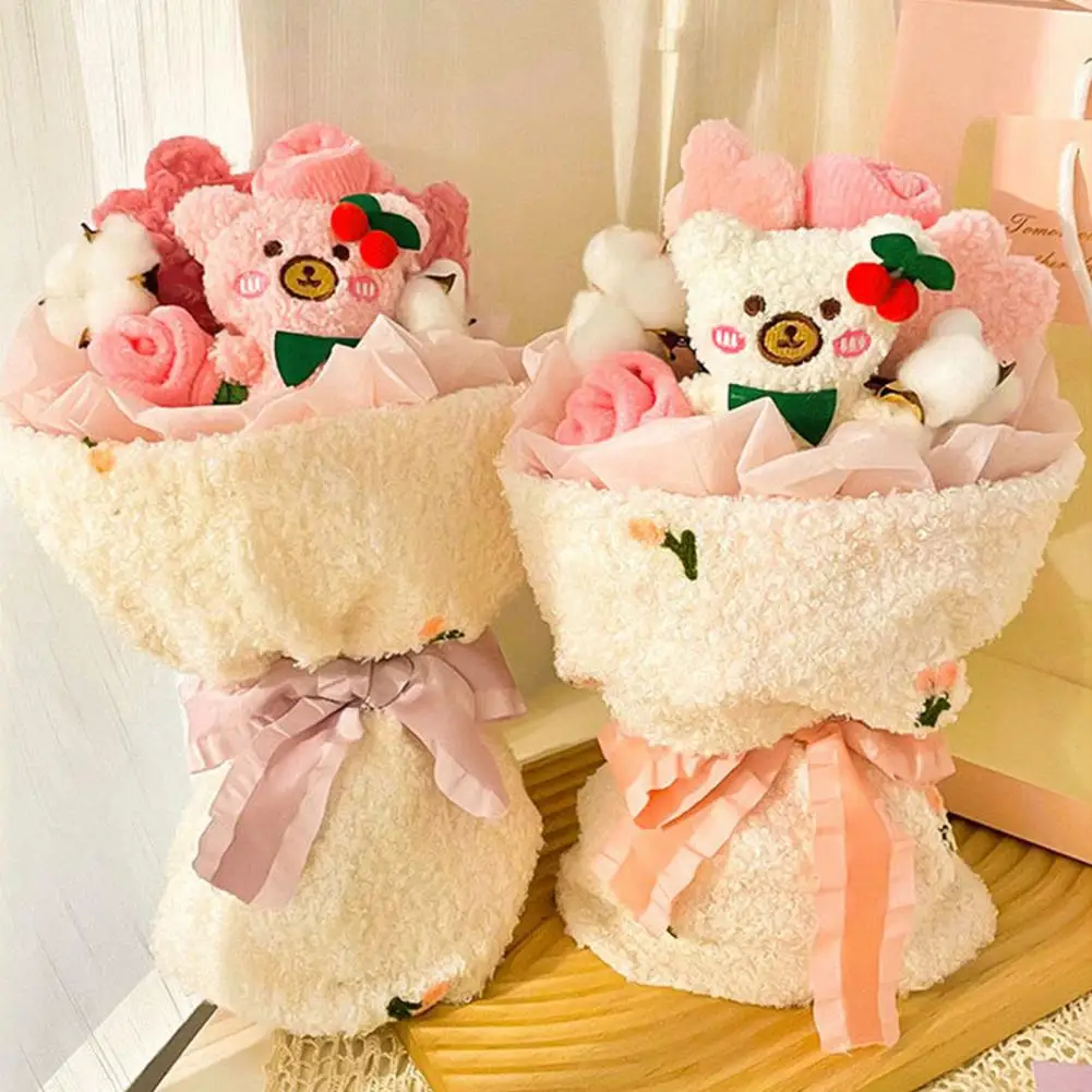 

Cartoon Bear Plush Bouquet Toy Creative Flower Home Decoration Kawaii Girlfriend Valentine Day Christmas Graduation Gift