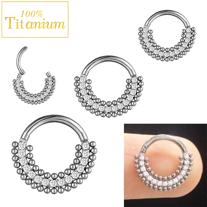 Nose Septum Piercing Hoop G23 Titanium Zircon Hinged Segment Clicker Earrring 16G Ear Tragus Cartilag Helix Popular Body Jewelry
Nose Septum Piercing Hoop G23 Titanium Zircon Hinged Segment Clicker Earrring 16G Ear Tragus Cartilag Helix Popular Body Jewelry