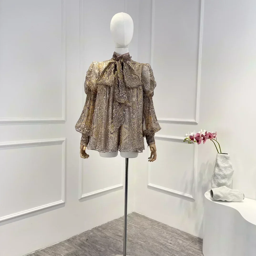 Top Quality Paisley Straight Fit Long Puff Sleeve Self Bow Tie Neckline Blouse for Fashion Ladies 2023 New Arrivals
Top Quality Paisley Straight Fit Long Puff Sleeve Self Bow Tie Neckline Blouse for Fashion Ladies 2023 New Arrivals