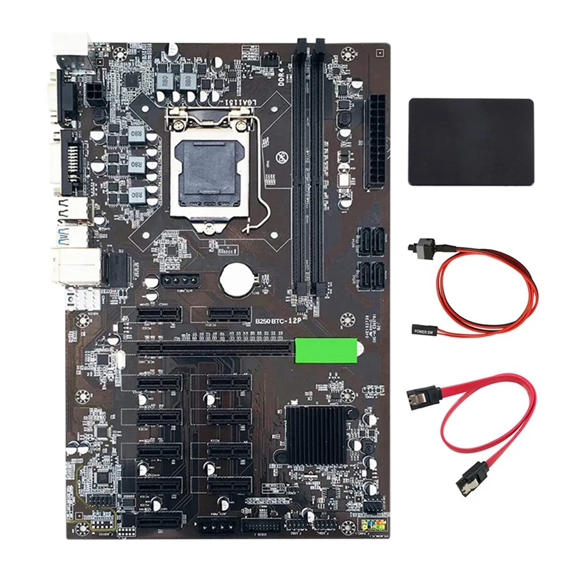 B250 BTC Mining Motherboard 12 PCIE 16X Graph Card LGA1151 with SATA SSD120G+Switch Cable +Switch Cable Support DDR4
B250 BTC Mining Motherboard 12 PCIE 16X Graph Card LGA1151 with SATA SSD120G+Switch Cable +Switch Cable Support DDR4