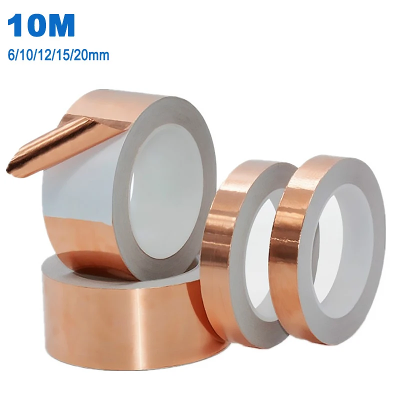 2pcs Adhesive Conductive Copper Foil Tape 10M 6/10/12/15/20mm Shield Eliminate EMI Anti-static Single-sided Repair Tape
2pcs Adhesive Conductive Copper Foil Tape 10M 6/10/12/15/20mm Shield Eliminate EMI Anti-static Single-sided Repair Tape