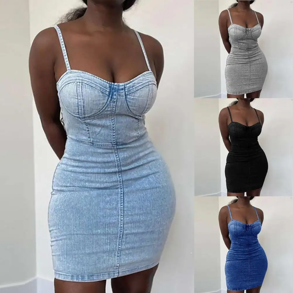 O-neck Waist Tight Denim Dress Soft Fabric Girls Solid Color Sling Skinny Mini Dress Streetwear
O-neck Waist Tight Denim Dress Soft Fabric Girls Solid Color Sling Skinny Mini Dress Streetwear