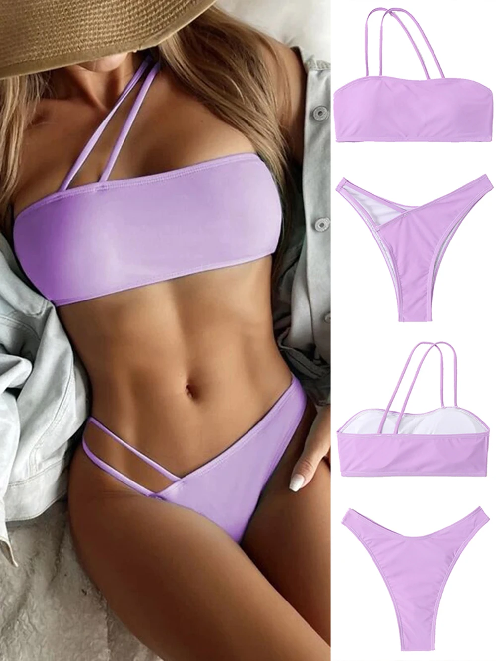 2023 New One Shoulder Solid Color Bra Split Swimwear INS Sexy Bikini Women's Swimsuit
2023 New One Shoulder Solid Color Bra Split Swimwear INS Sexy Bikini Women's Swimsuit