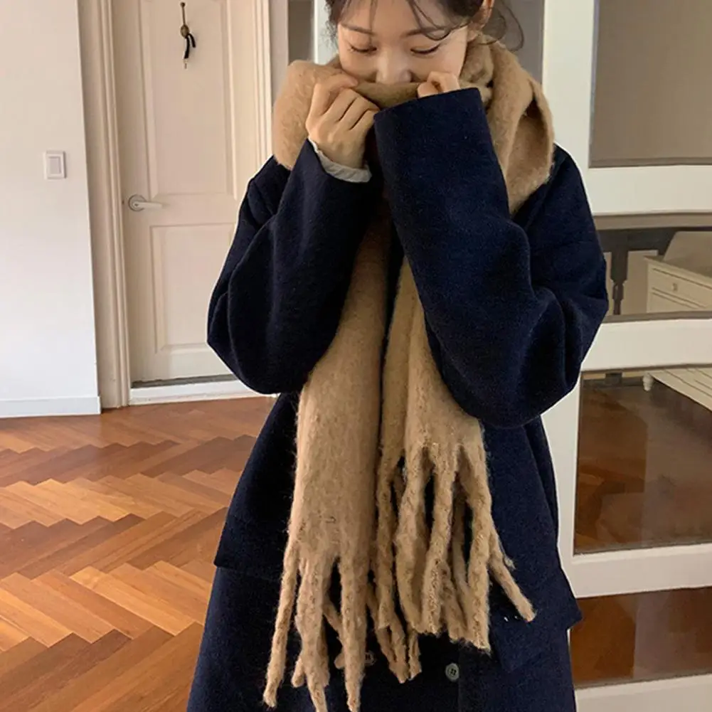 Autumn Winter Women Shawl Braided Tassels Solid Color Fluffy Faux Cashmere Korean Style Windproof Thermal Scarf Wrap Streetwear
Autumn Winter Women Shawl Braided Tassels Solid Color Fluffy Faux Cashmere Korean Style Windproof Thermal Scarf Wrap Streetwear