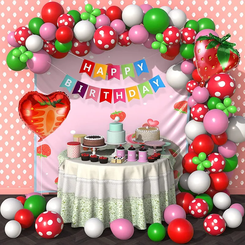 105pcs Strawberry Party Decoration Balloon Garland Kit for Girls 1st 2nd Birthday Party Supplies Strawberry Theme Decoration
105pcs Strawberry Party Decoration Balloon Garland Kit for Girls 1st 2nd Birthday Party Supplies Strawberry Theme Decoration