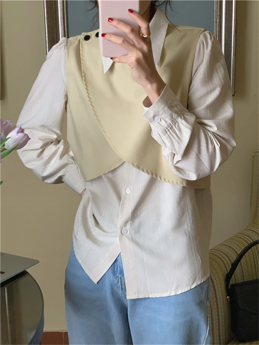 Блузка Normcore Женская Осенняя жилетка повседневные рубашки комплект одежды из двух предметов 2022 модная рабочая одежда офисные женские тонки...
Блузка Normcore Женская Осенняя жилетка повседневные рубашки комплект одежды из двух предметов 2022 модная рабочая одежда офисные женские тонки...