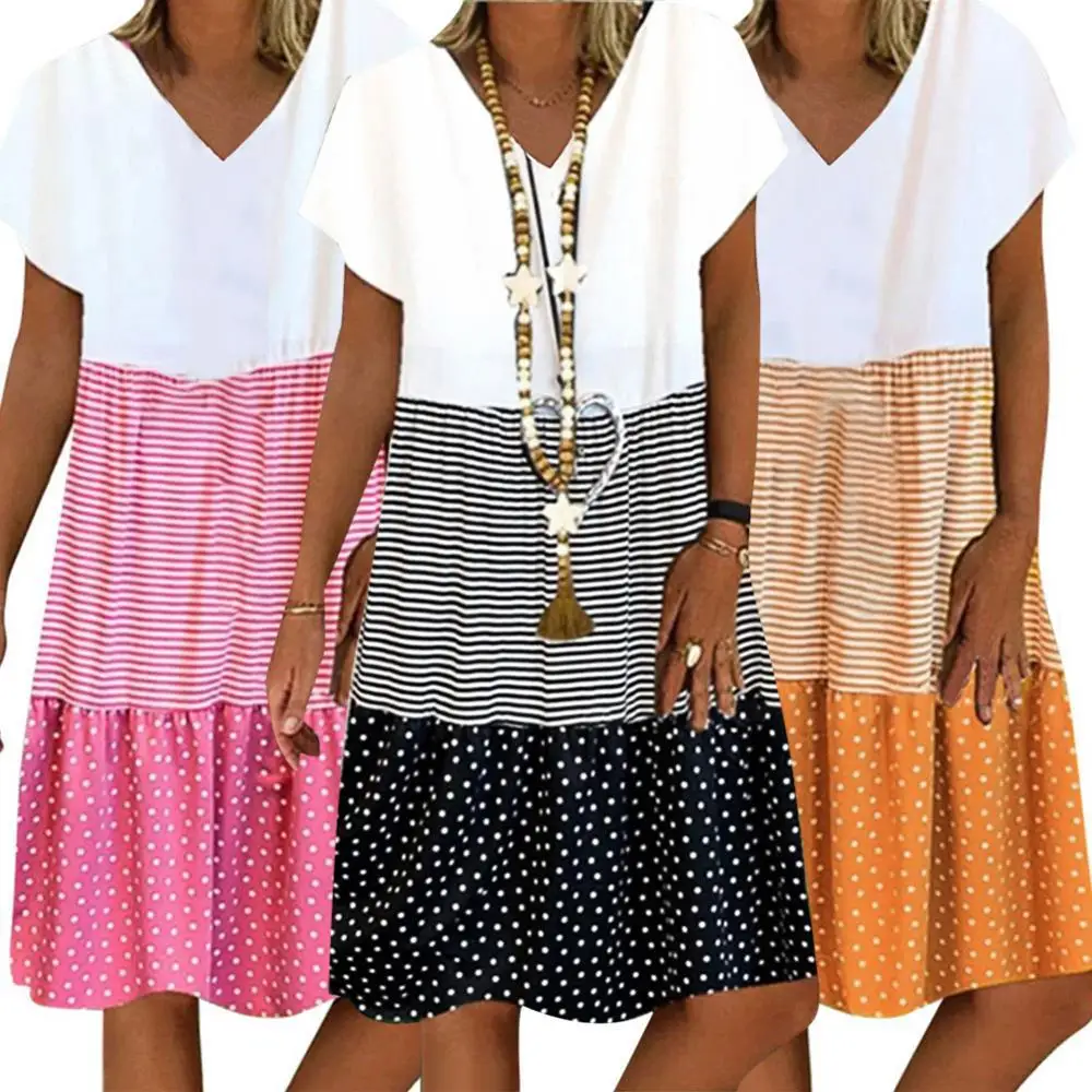 Женское свободное платье до колена в стиле бохо с V-образным вырезом
Женское свободное платье до колена в стиле бохо с V-образным вырезом