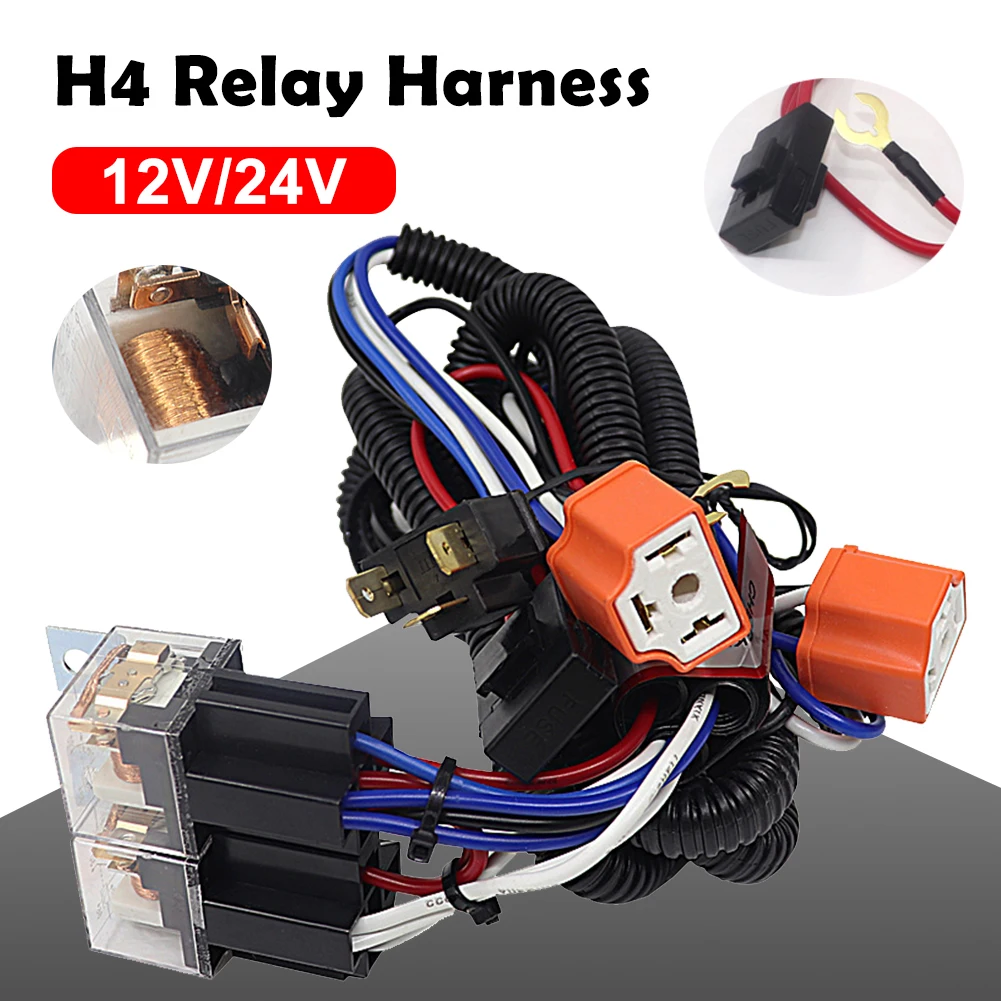 New Universal H4 LED Relay Harness Kit LED Headlight Brightener Wiring Harness 12V 24V Modification With 25A Fuse Ceramic Socket
New Universal H4 LED Relay Harness Kit LED Headlight Brightener Wiring Harness 12V 24V Modification With 25A Fuse Ceramic Socket