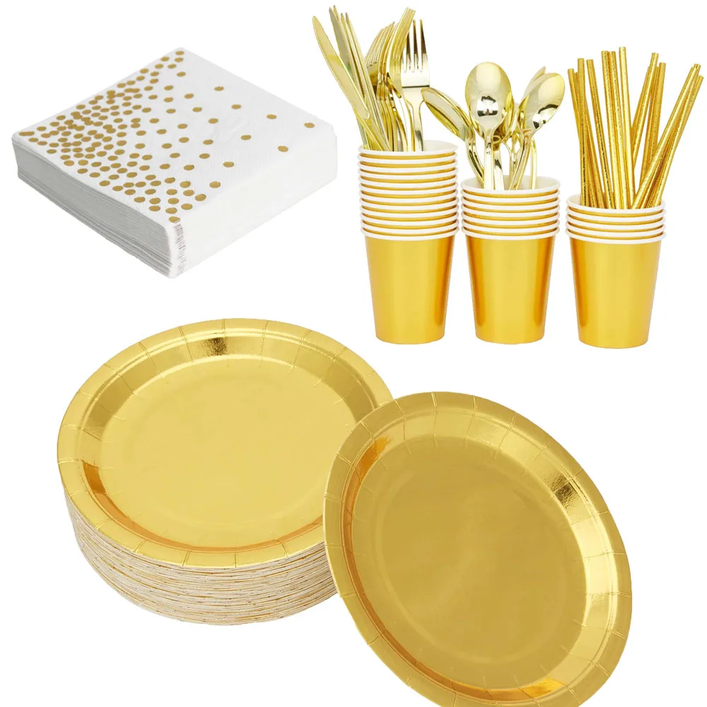 Gold Paper Party Theme Birthday Party Decoration Gold Cup Paper Plate for 10 People Party Wedding Disposable Tableware Supplies 
Gold Paper Party Theme Birthday Party Decoration Gold Cup Paper Plate for 10 People Party Wedding Disposable Tableware Supplies