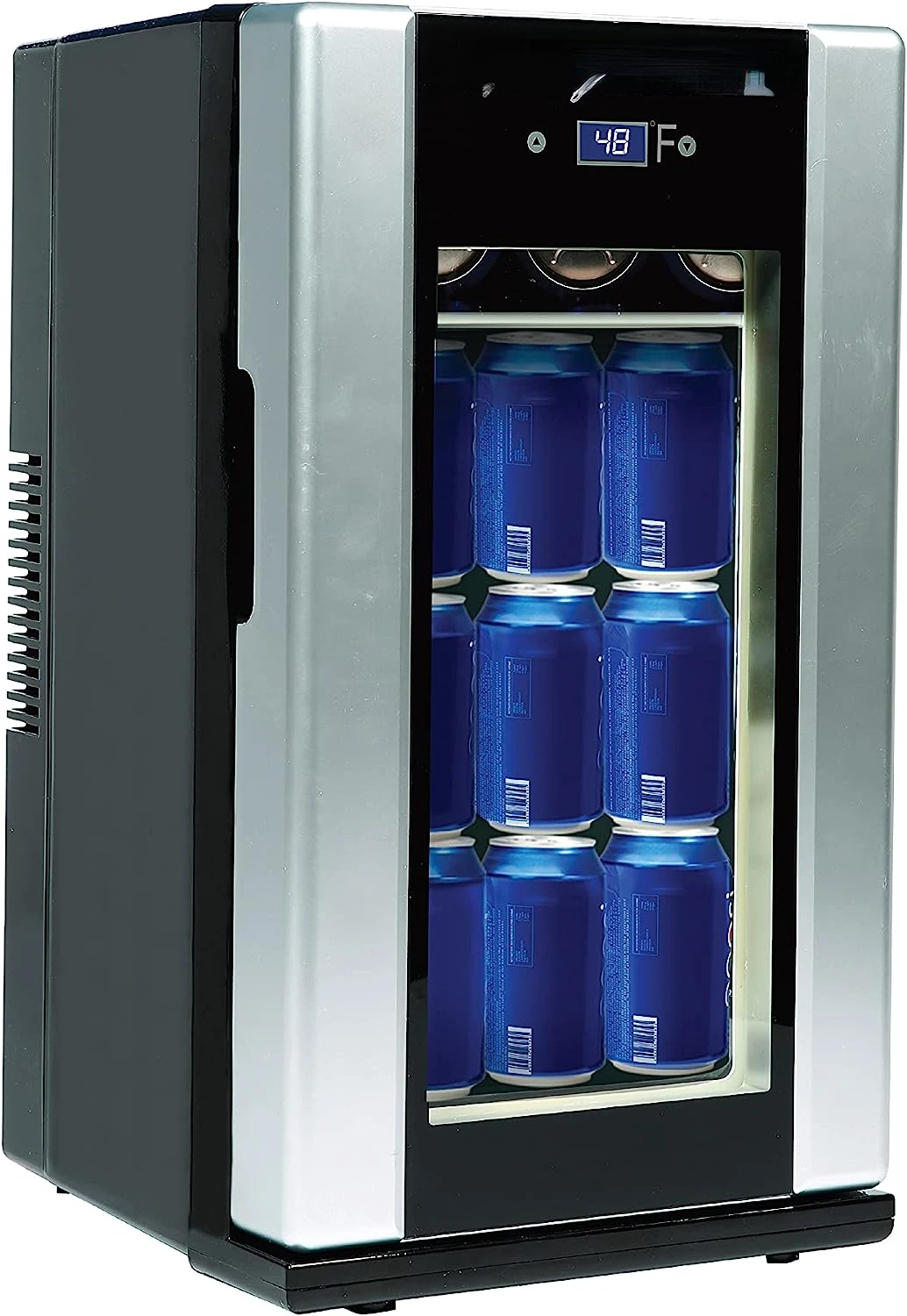 18 Can OR 4 Wine Bottle Retro Beverage Fridge, Temperature , Thermoelectric, FreonFree, Stainless
18 Can OR 4 Wine Bottle Retro Beverage Fridge, Temperature , Thermoelectric, FreonFree, Stainless