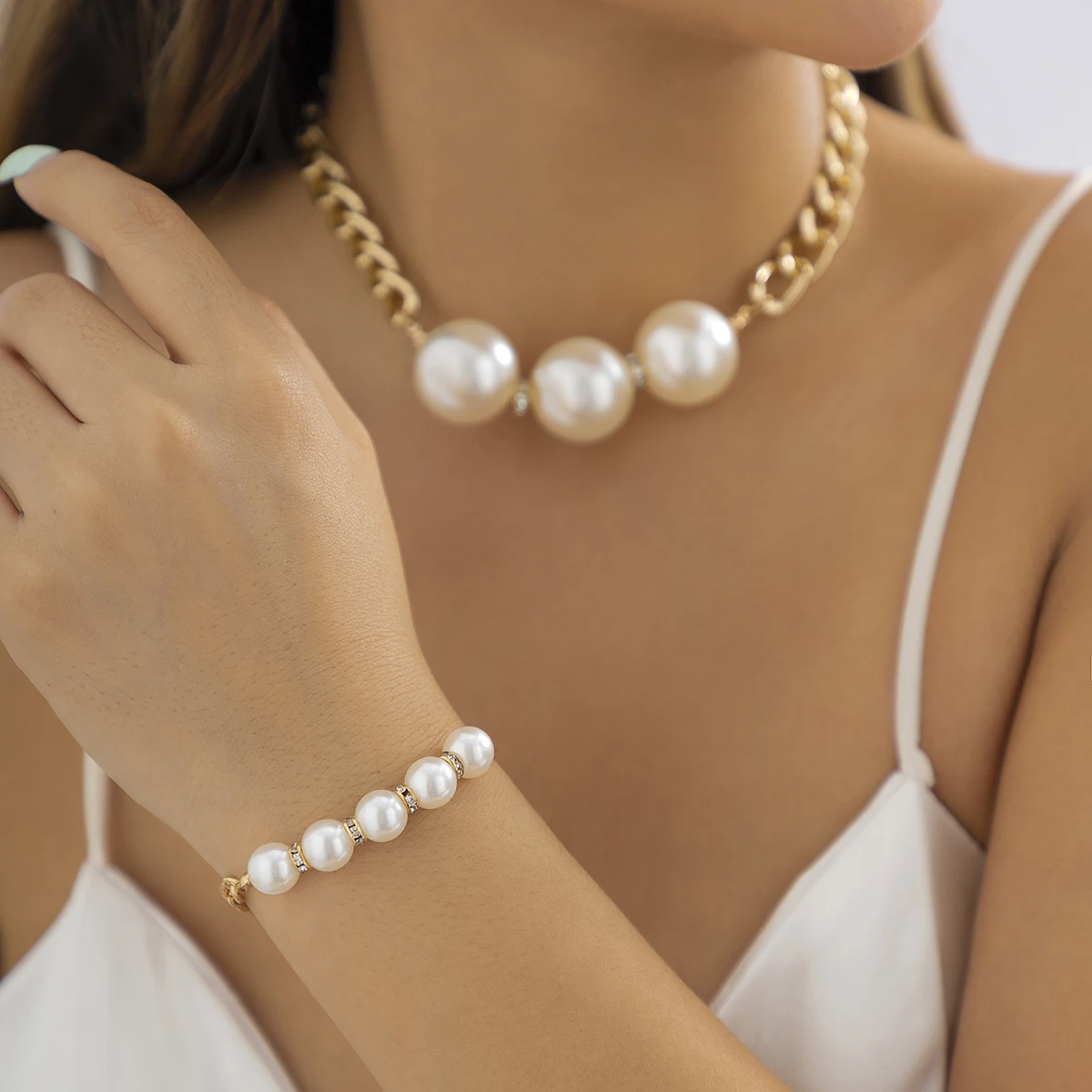 Lacteo Vintage Trendy Gold Color Link Necklaces Chain Imitation Pearl Charms Bracelet Bangles for Women Female Set Jewelry Gifts
Lacteo Vintage Trendy Gold Color Link Necklaces Chain Imitation Pearl Charms Bracelet Bangles for Women Female Set Jewelry Gifts