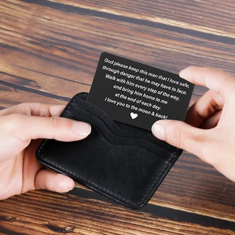 High Quality Engraved Metal Wallet Insert Card Anniversary Gifts, Love Note, Deployment Gift Free Shipping
High Quality Engraved Metal Wallet Insert Card Anniversary Gifts, Love Note, Deployment Gift Free Shipping