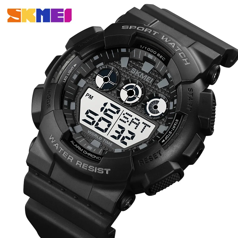 SKMEI Military Watch For Men LED Light Display World Time Watch 5Bar Digital Waterproof Wristwatch Sport Count Down Chrono Clock
SKMEI Military Watch For Men LED Light Display World Time Watch 5Bar Digital Waterproof Wristwatch Sport Count Down Chrono Clock
