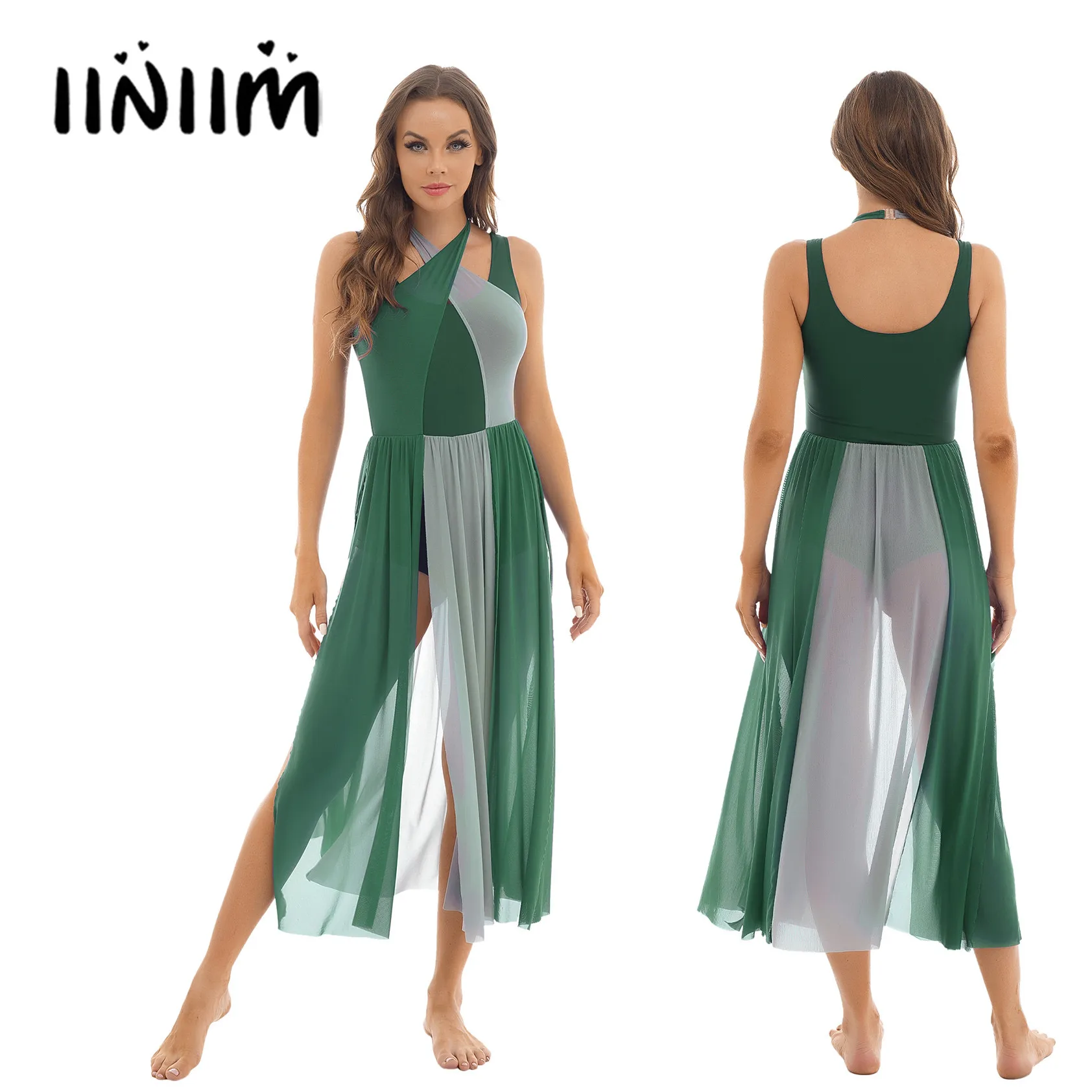Womens Color Block Lyrical Classical Ballet Dance Dress Costume Cross Halter Sleeveless Split Mesh Leotard Dress Dancewear
Womens Color Block Lyrical Classical Ballet Dance Dress Costume Cross Halter Sleeveless Split Mesh Leotard Dress Dancewear