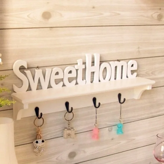 Sweet home white wall rack simple wall hanging key hole free bedroom wall decoration
Sweet home white wall rack simple wall hanging key hole free bedroom wall decoration