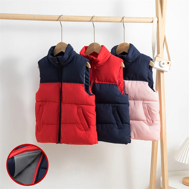 Children's Down Cotton Vest Autumn Winter Baby Boys Girls Plus Velvet Thick Warm Clothes Kid Contrasting Colors High Collar 2022
Children's Down Cotton Vest Autumn Winter Baby Boys Girls Plus Velvet Thick Warm Clothes Kid Contrasting Colors High Collar 2022