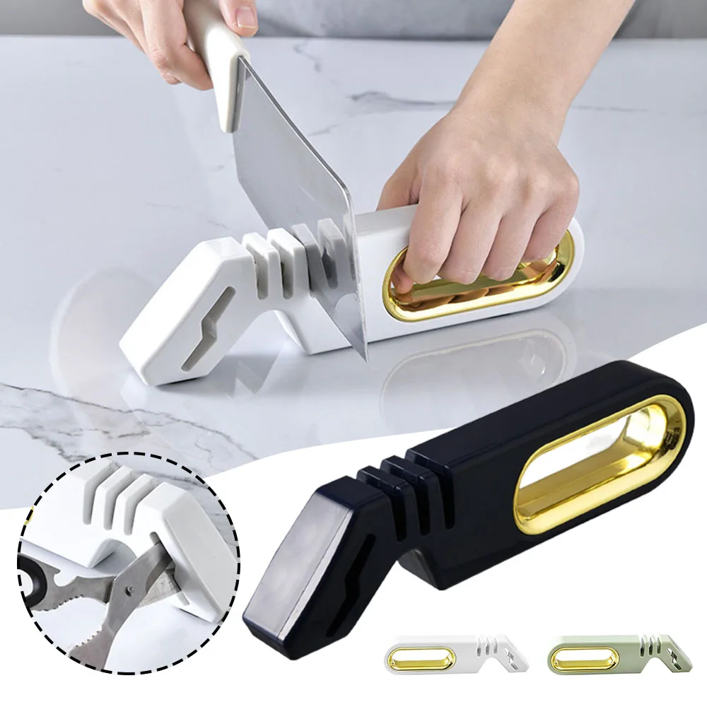 4-in-1 Cutter Sharpener Kitchen Quick Sharpener Sharpening Stone Angle guide for Knives Slip-Resistant Rubber Bottom for Kitchen
4-in-1 Cutter Sharpener Kitchen Quick Sharpener Sharpening Stone Angle guide for Knives Slip-Resistant Rubber Bottom for Kitchen