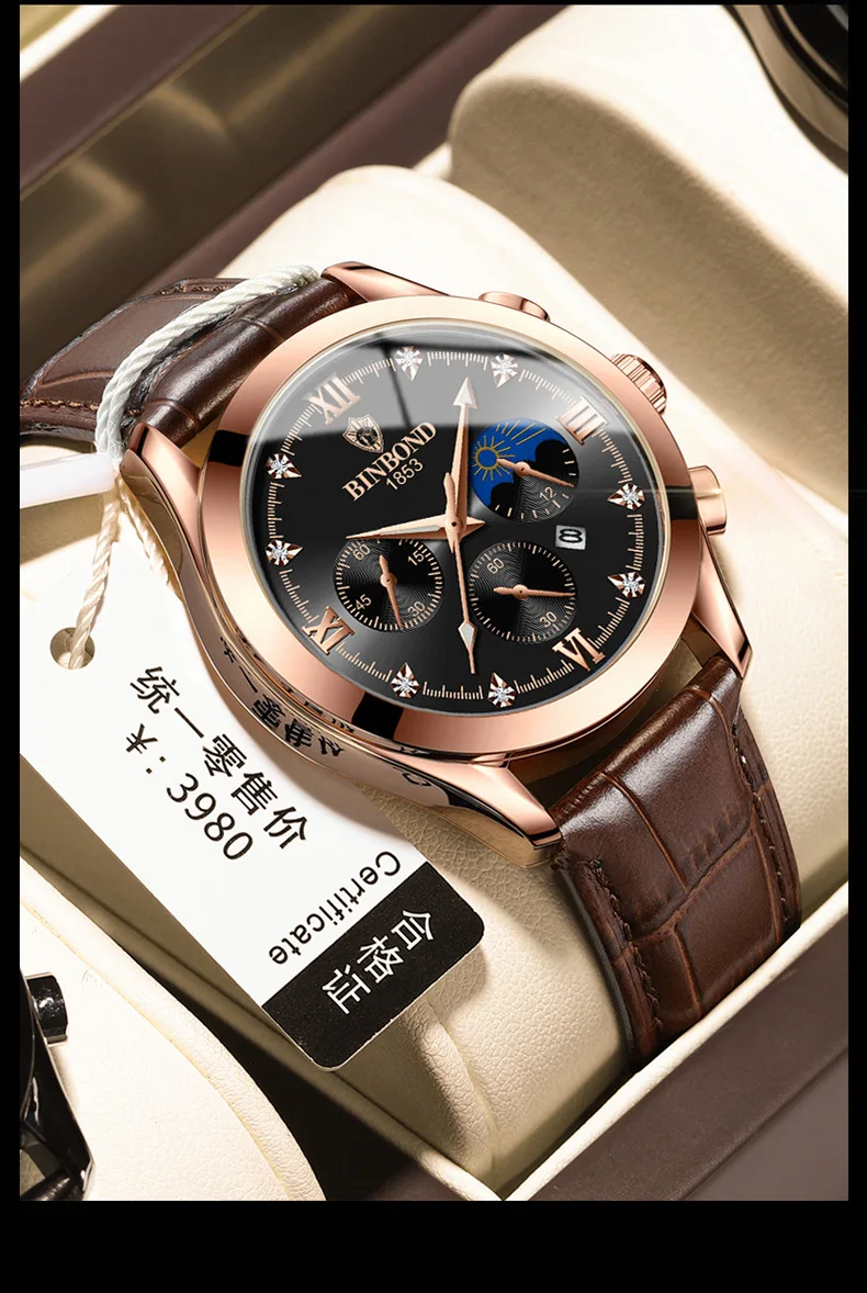 2023 New Mens Watches BINBOND Top Brand Luxury Leather Casual Quartz Watch Men's Sport Waterproof Clock Watch Relogio Masculino
2023 New Mens Watches BINBOND Top Brand Luxury Leather Casual Quartz Watch Men's Sport Waterproof Clock Watch Relogio Masculino