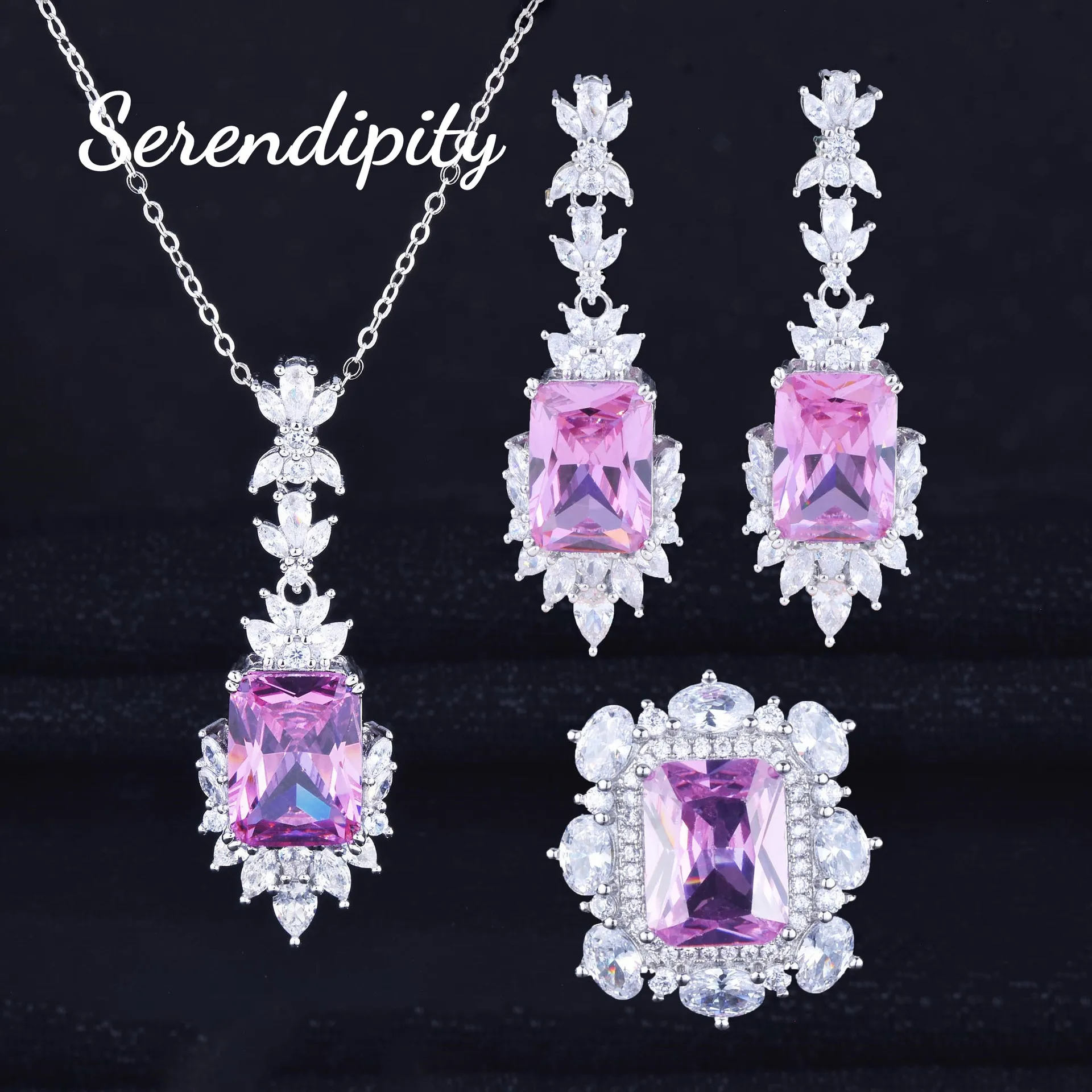 Foydjew Luxury Color Treasure Jewelry Sets Inlaid Princess Square Argyle Pink Simulation Diamond Pendant Necklaces Earrings Ring
Foydjew Luxury Color Treasure Jewelry Sets Inlaid Princess Square Argyle Pink Simulation Diamond Pendant Necklaces Earrings Ring