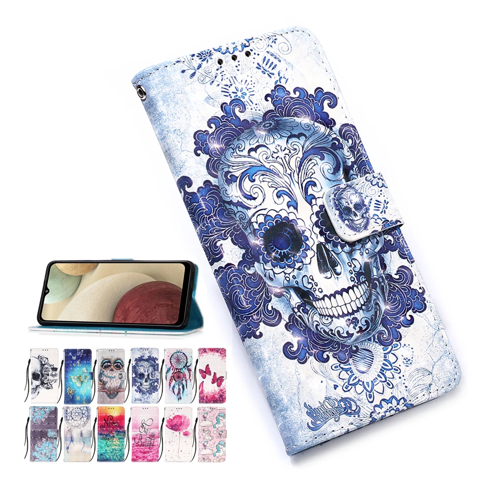 

Wallets Case For Samsung Galaxy A02S A03S A04 A04S A11 A12 A13 A21 A21S A22 A23 A32 A33 A41 A42 A50 A51 A52 A53 Skull Flip Cover