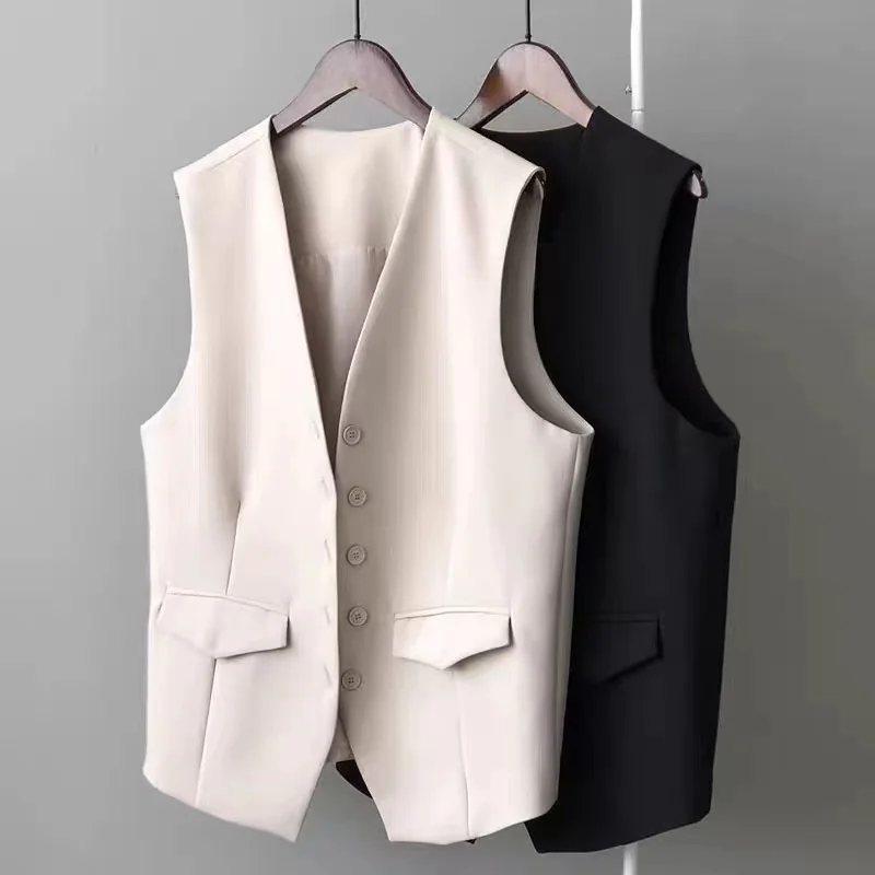 Women's Solid Color Korean Elegant Sleeveless Waistcoats Office Lady Summer Fashion Single Breasted Casual Thin V-neck Suit Vest
Women's Solid Color Korean Elegant Sleeveless Waistcoats Office Lady Summer Fashion Single Breasted Casual Thin V-neck Suit Vest