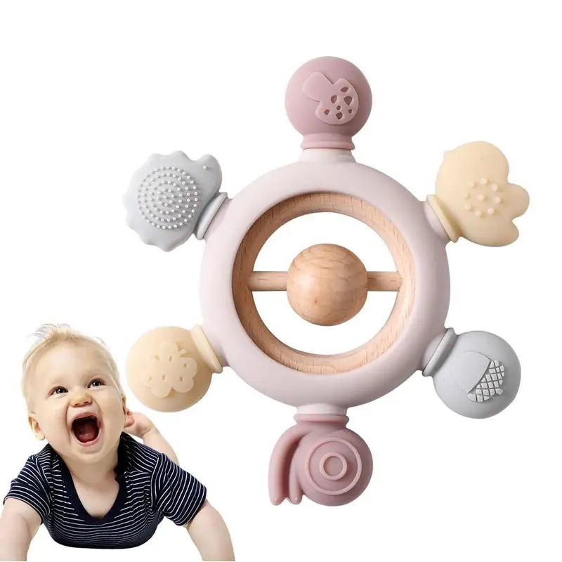 Baby Teething Toys Silicone Baby Teething Toy For 0-6month Infant Flower Rudder-Shaped Wooden Teether Ring Baby Molar Stick
Baby Teething Toys Silicone Baby Teething Toy For 0-6month Infant Flower Rudder-Shaped Wooden Teether Ring Baby Molar Stick