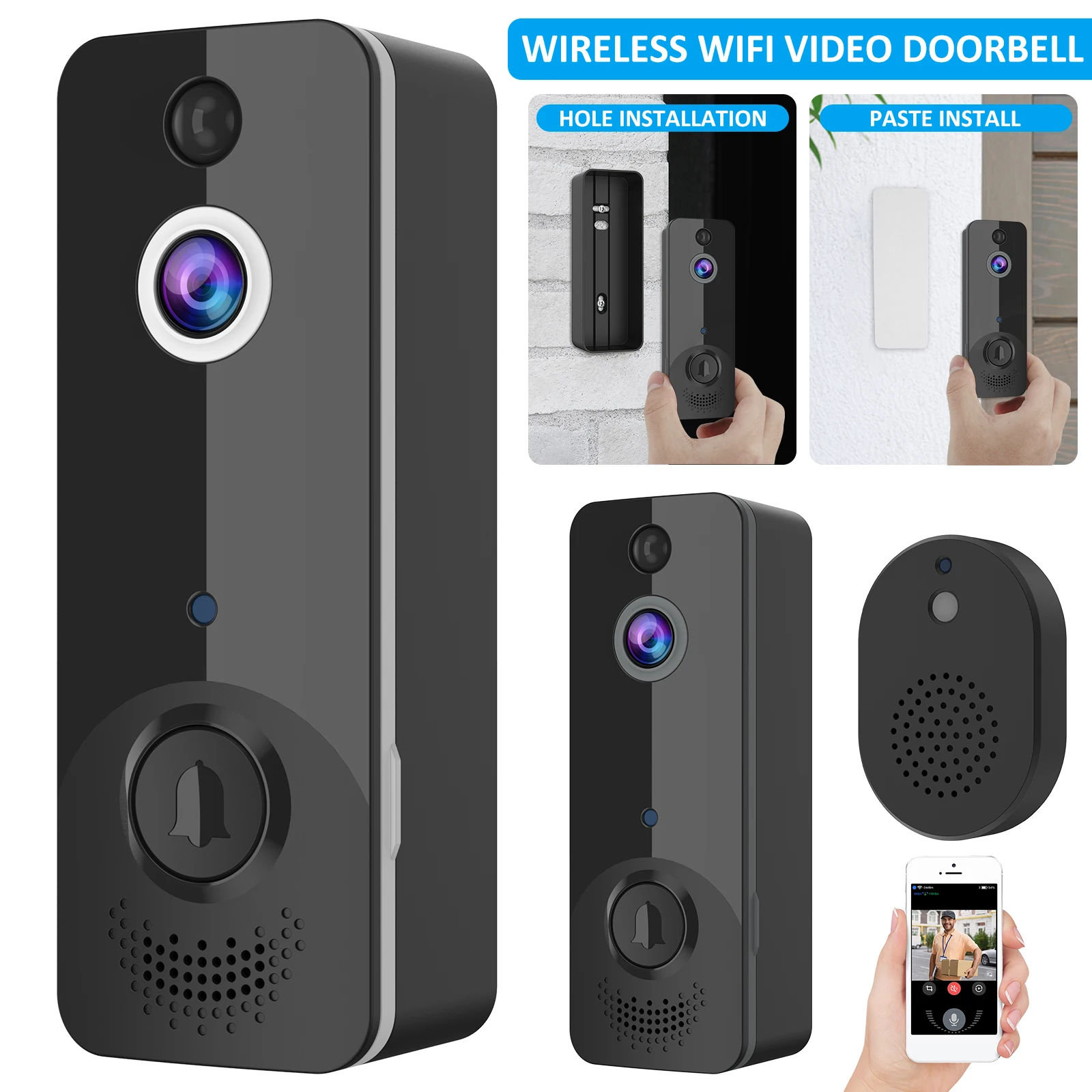 Дверной Видеозвонок 2,4G Wi-Fi 720P/1080P HD IP65 водонепроницаемый беспроводной дверной звонок с ночным видением камера на батарейках с датчиком движения
Дверной Видеозвонок 2,4G Wi-Fi 720P/1080P HD IP65 водонепроницаемый беспроводной дверной звонок с ночным видением камера на батарейках с датчиком движения
