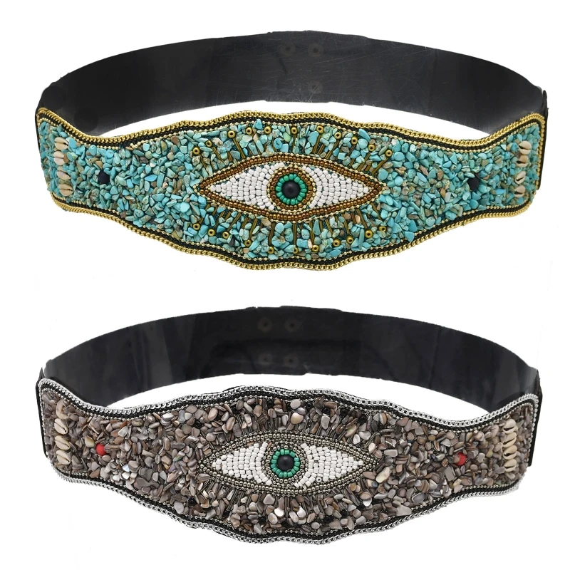 

Stretchy Belt Evil Eye Waistbands Tibetan For Dresses Elastic Corset Waist Belt