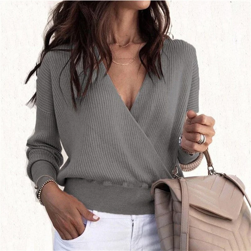 

2022 Autumn Solid Fashion Batwing Sleeve Top Women Sexy Deep V-Neck Crossover Splicing Cotton T-shirt Female Loose Commuter Tees