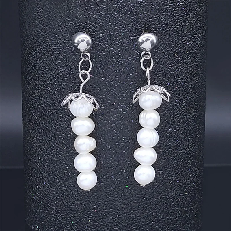 Fashion Flower Stainless Steel Stud Earrings Freshwater Pearls Silver Color Women Earrings Jewelry pendientes flores EXS07
Fashion Flower Stainless Steel Stud Earrings Freshwater Pearls Silver Color Women Earrings Jewelry pendientes flores EXS07