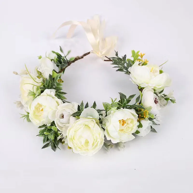 Женский Венок с цветами камелии, популярный праздничный венок с зелеными листьями, Цветочная Гирлянда для девочек, свадебные аксессуары для волос с цветами 
Женский Венок с цветами камелии, популярный праздничный венок с зелеными листьями, Цветочная Гирлянда для девочек, свадебные аксессуары для волос с цветами