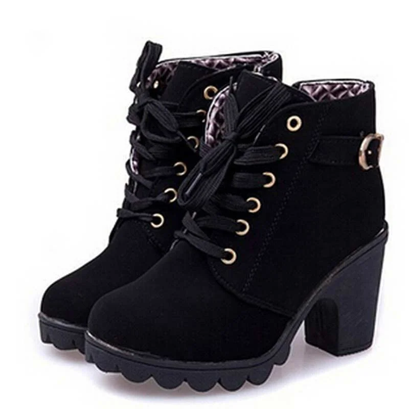 Ankle Boots Women New Elegant Square Heel Shoes Woman High Heel Solid Color Vintage Women Boots Lace-up Women Botas Femininas
Ankle Boots Women New Elegant Square Heel Shoes Woman High Heel Solid Color Vintage Women Boots Lace-up Women Botas Femininas