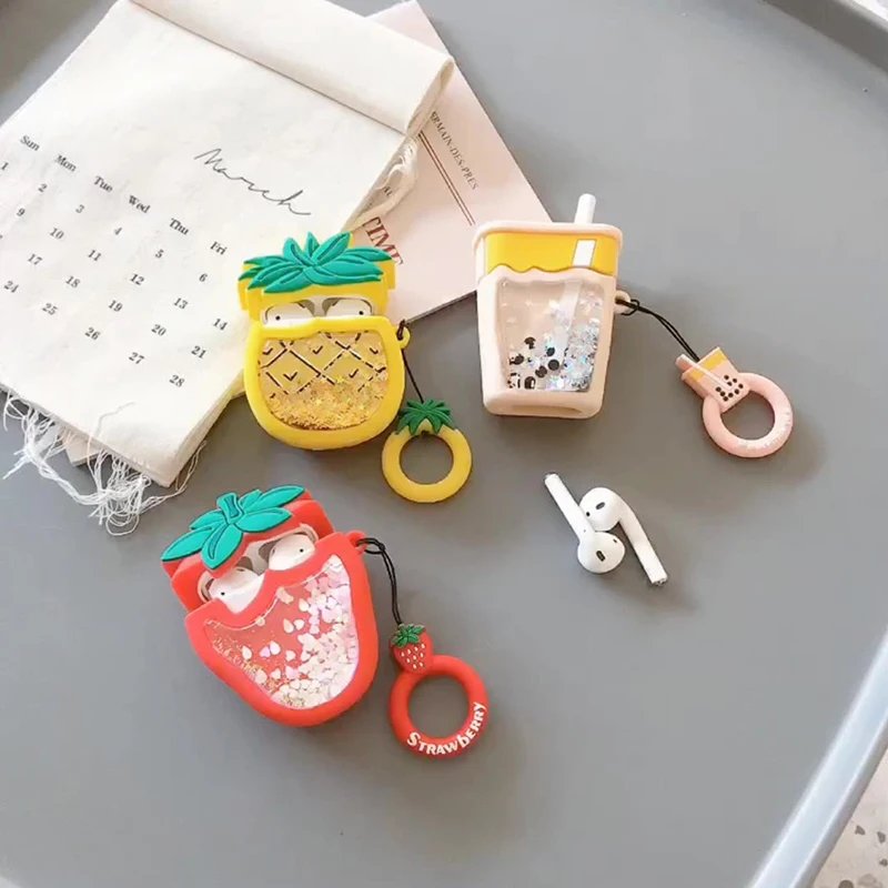 3D Silicone Quicksand Sequins Earphone Case For Airpods 1/2 Strawberry Pineapple Cute Cartoon Headphone Charging Box Cover
3D Silicone Quicksand Sequins Earphone Case For Airpods 1/2 Strawberry Pineapple Cute Cartoon Headphone Charging Box Cover