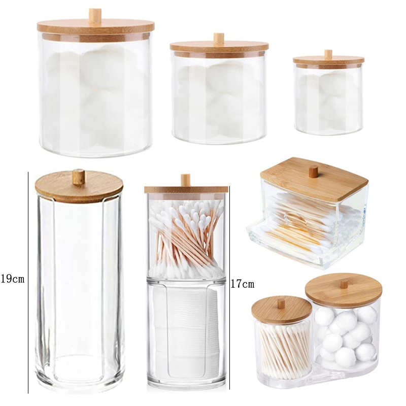 Acrylic Makeup Organizer Cotton Pad Storage Box For Cotton Swabs Rod Cosmetics Jewelry Organizer with Bamboo Lid Repacking Boxes
Acrylic Makeup Organizer Cotton Pad Storage Box For Cotton Swabs Rod Cosmetics Jewelry Organizer with Bamboo Lid Repacking Boxes