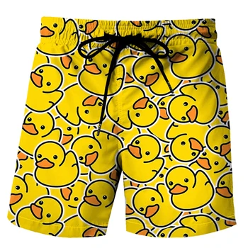 Funny Ducks Beach Shorts Animals Pig Monkey 3D Print Mens Sports Casual Board Shorts Fashion Joggers Short Pants Kids Trousers