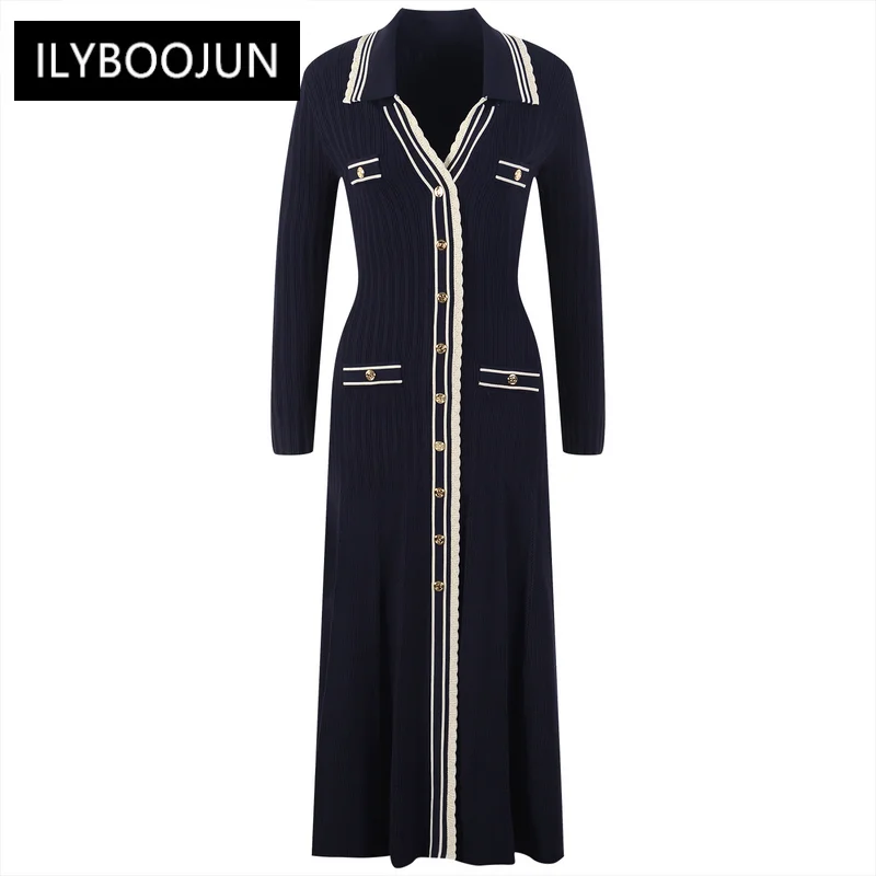 Gold Buttond Basic V-neck Knitted Autumn Long Sleeve Bodycon Sweater Dresses For Women 2022 Elegant High Quality Luxury Designer
Gold Buttond Basic V-neck Knitted Autumn Long Sleeve Bodycon Sweater Dresses For Women 2022 Elegant High Quality Luxury Designer